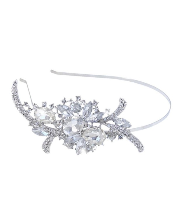 EVER FAITH Bridal Flower Bouquet Hair Headband Austrian Crystal Crown - CK11BGDNWB1
