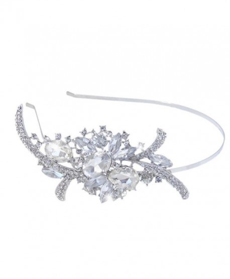 Bridal Flower Bouquet Hair Headband Austrian Crystal Crown - CK11BGDNWB1