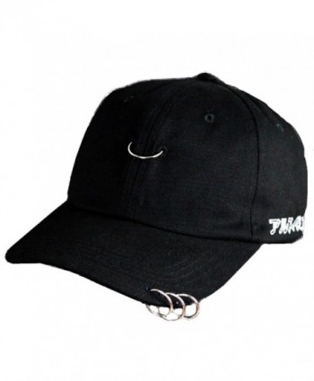 YABINA Unisex Silver Ring Piercing Rock Cotton Baseball Hat Truckers - Black - CK12JKXXIBR