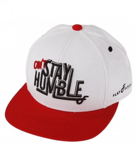 Flat Fitty "Can't Stay Humble" Snapback Cap - White- Red - C711KK53YT1
