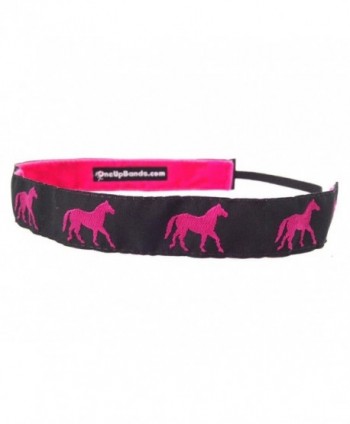One Up Bands Women's Hot Pink/Black Horses One Size Fits Most - Pink/Jaquard - C511K9XIEBR
