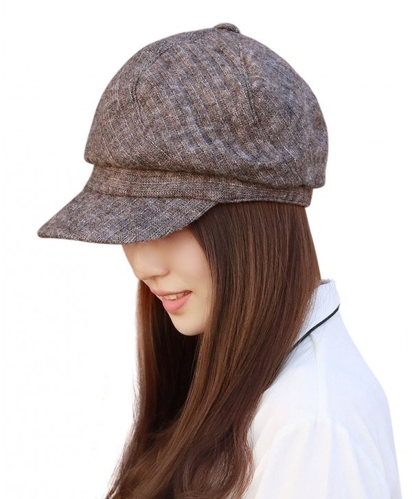 Home Prefer Womens newsboy Hat Vintage Beret Cap Fashion Skull Cap With Visor - Coffee - CU12NTX214S