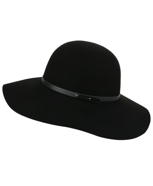 Sedancasesa Wide Brimmed 100% Wool Felt Floppy Hat Vintage Women Warm Triby Hats - Black - CW185GW35K8