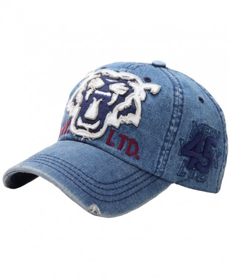 RaOn B50 Vintage Tiger Tattoo Emblem Punk Style Flat Ball Cap Baseball Hat Truckers - Denim-blue - CO12G1XVFZZ