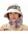 Ladies Summer Beach Cotton Big Brim Foldable Sun Floppy Sunblock Hat Hats Visor - Biege - CG12E5MN3LX