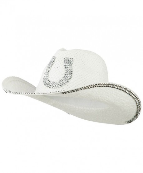 Rhinestone Horseshoe Cowboy Hat - White - C711VSWRCEX