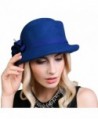 Maitose Women's Belt Flowers Wool Felt Bowler Hat - Royal Blue - C612MCI0HA1