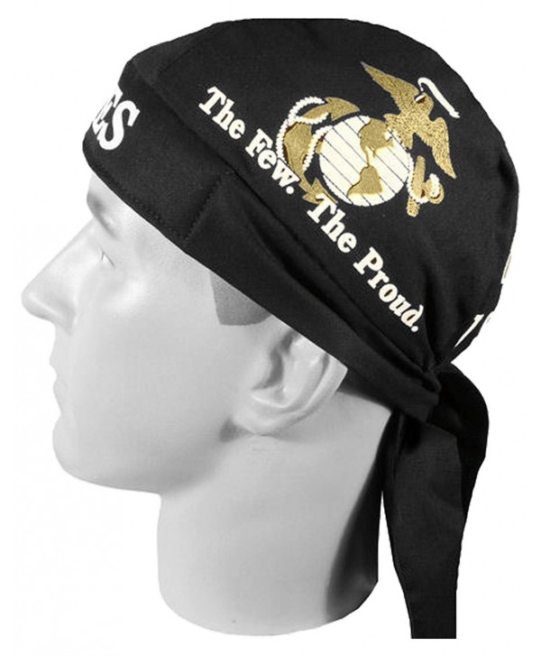 US Marines Black Globe and Anchor Head Wrap Do-rag with SWEATBAND and BCAH Bumper Sticker - CO12C1V5JTJ