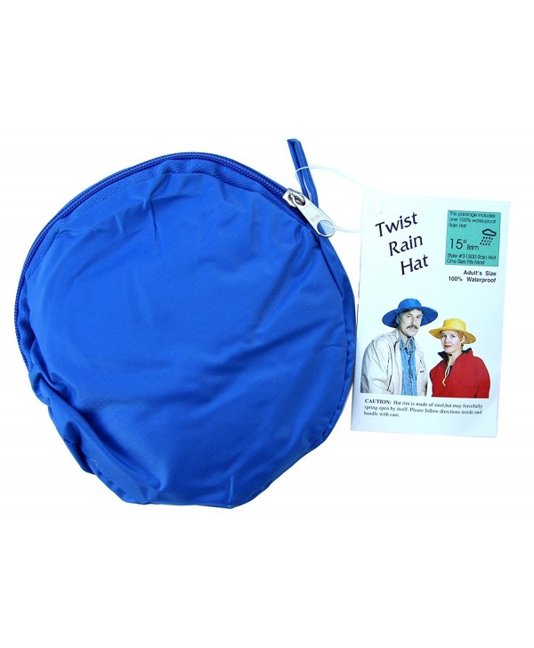 Twist-and-Fold Rain Hat- Unisex- 15 inch diameter brim - Royal Blue - C511N7NRF93