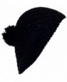 Best Winter Hats Open Swirl Weave Knit Solid Color Winter Beret w/Pom Pom (One Size) - Black - CU11P6D5OQ3