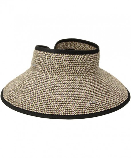 San Diego Hat Company Women's Ultrabraid Visor With Ribbon Binding- and Sweatband - Mixed Black/Bright - C812N20ANFT