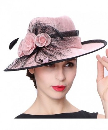 Koola's hats Champagne Brown 3 Layers Sinamay Kentucky Derby Church Sun Summer Hats - Pink - CV12FZF0BJB