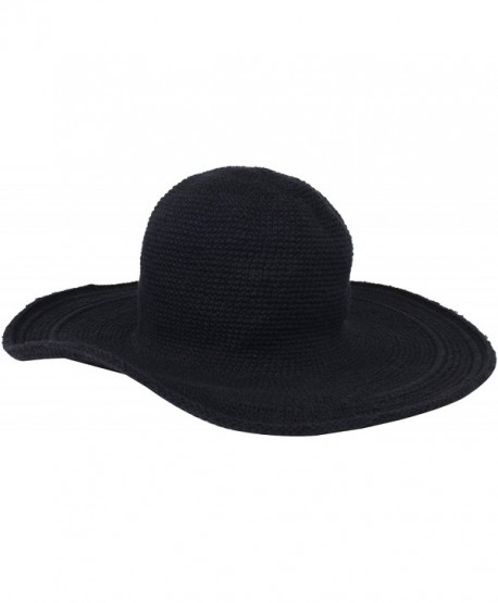 San Diego Hat Company Women's Cotton Crochet 4 Inch Brim Floppy Hat - Black - C61171D9WK5