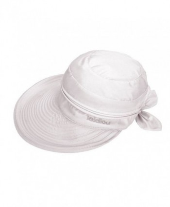 Aisa Womens Bow Sun Hats Large Brim Sun Visor Hat Dual Purpose Summer Beach Hat UV Travel Cap - White - C112J7H2LUP