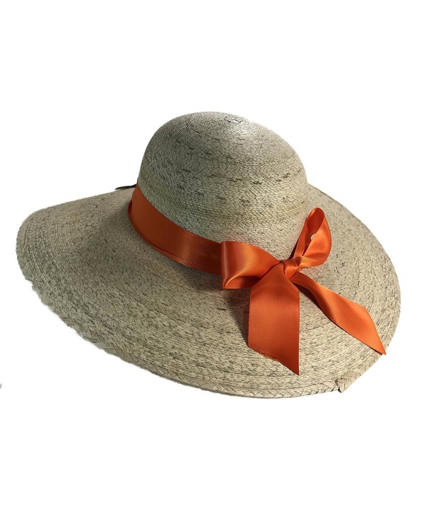 Palmoro Original Dama Lady's Moreno Palm Straw Sun Hat - Natural W/ Orange Bow - CC12NYYYGRL