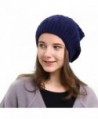 Slouchy Beanie Winter Ski Baggy Hat Double Layer Soft Oversized Cable Knit Cap - Navy - CG1867E6UKN