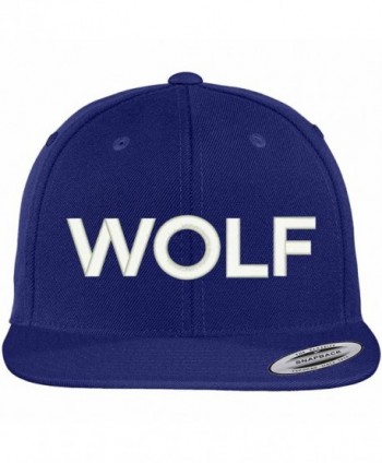 Trendy Apparel Shop Wolf Embroidered Flat Bill Snapback Ball Cap - Royal - C912GZC25J7