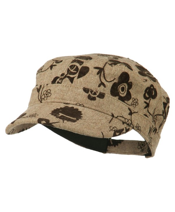 Flower Jeep Style Army Cap - Brown - CU11P5IIY2P