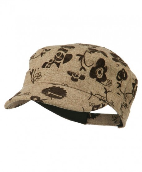 Flower Jeep Style Army Cap - Brown - CU11P5IIY2P