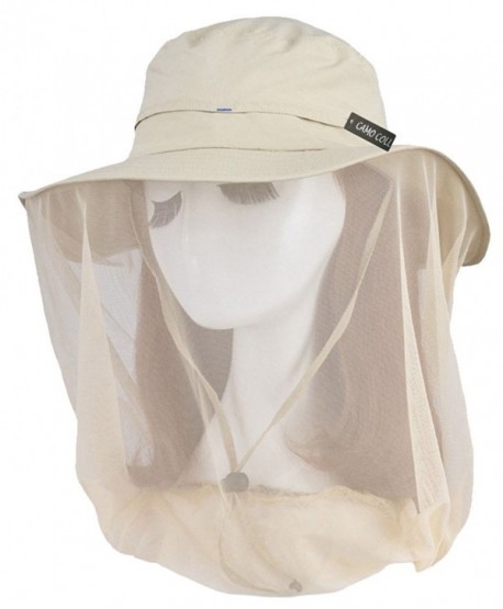 Camo Coll Women's Outdoor UPF 50+ Sun Hat with Mesh Face Mask - Light Khaki - C51213SYCNF