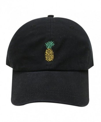 Pineapple Embroidered Dad Hat Baseball Cap For Men and Women (Black) - C412O0PGGK5