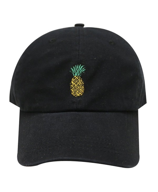 Pineapple Embroidered Dad Hat Baseball Cap For Men and Women (Black) - C412O0PGGK5