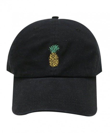 Pineapple Embroidered Dad Hat Baseball Cap For Men and Women (Black) - C412O0PGGK5