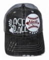 Glitter Baseball Mom Heart Distressed Look Grey Trucker Baseball Cap Sports - White/Red Glitter - CY17YUUWTZM