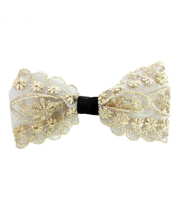 Flower Print Lace Bow Hair clip - Off White - CT11NCWU541