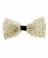 Flower Print Lace Bow Hair clip - Off White - CT11NCWU541