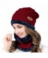 muco Womens Mens Winter Hat Warm Thick Beanie Cap Scarf For Winter Knit Ski Beanies - Red - CB186O9THDD
