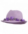 Women's Flower Lei Paper Fedora - Lavender - CC11V2VVQ6P